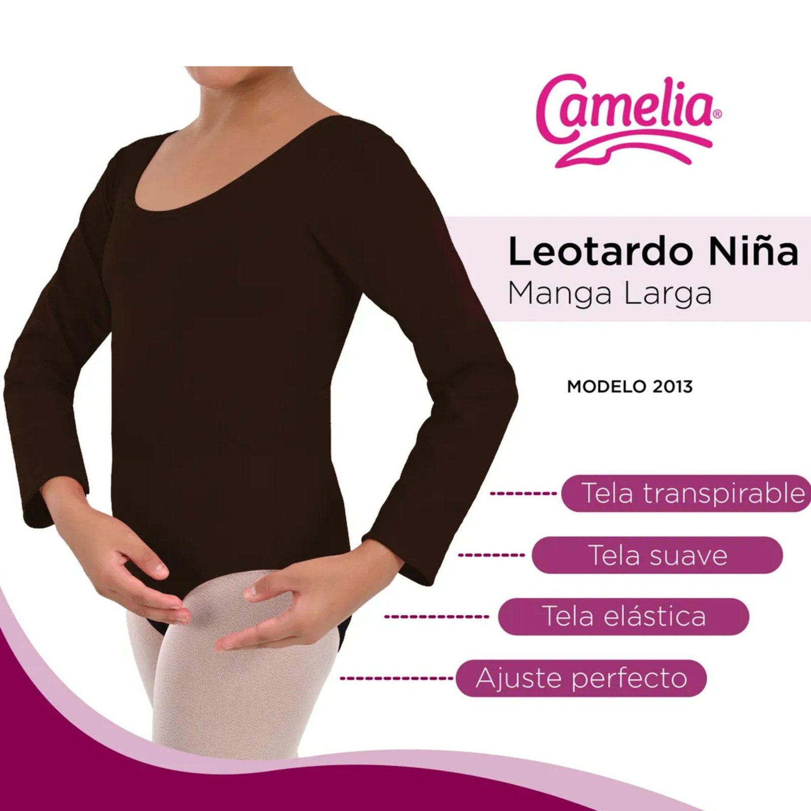Leotardo Niña Manga Larga Camelia - Image 3